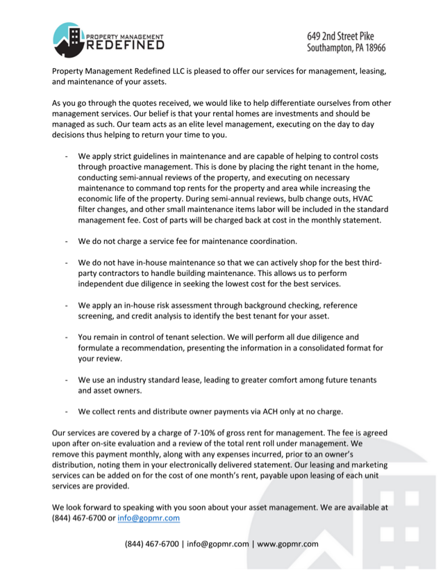 Management Proposal Property Management Redefined Property 